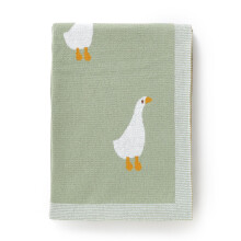 DovFanny Baby Blanket 100% Cotton Knitted Soft Blanket for Newbron with Lovely Zebra, 100 x 80cm (green-goose)