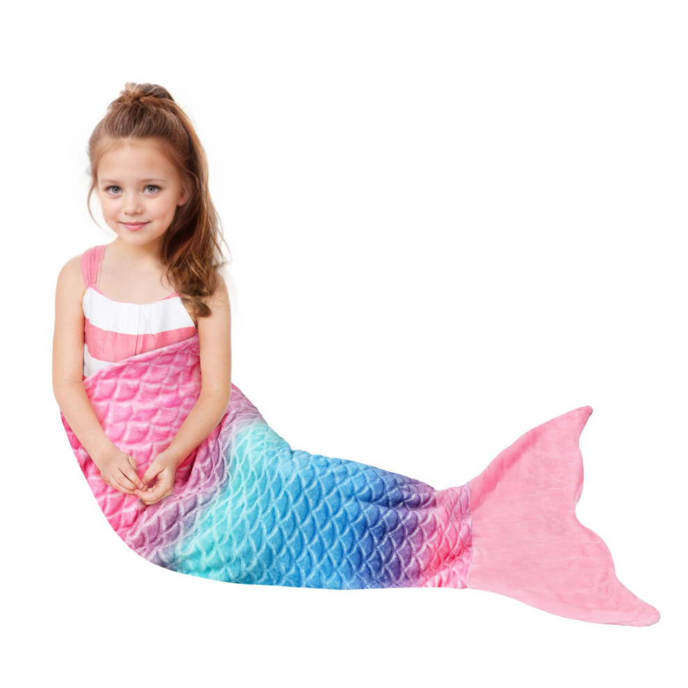 Toddlers Mermaid Tail Blanket, Super Soft Plush Flannel Sleeping Blanket For Girls Aged 4?6, Rainbow Ombre Mermaid Gift, 114 X 41 Cm Catalonia Classy