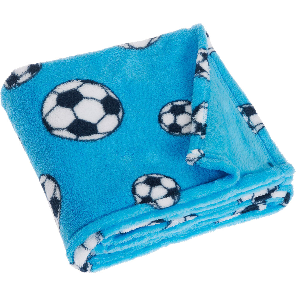 Playshoes Baby Soft Fleece Football Nursery Blankets, Blue, 75 X 100 Cm / 29.5 X 39.4 Inch