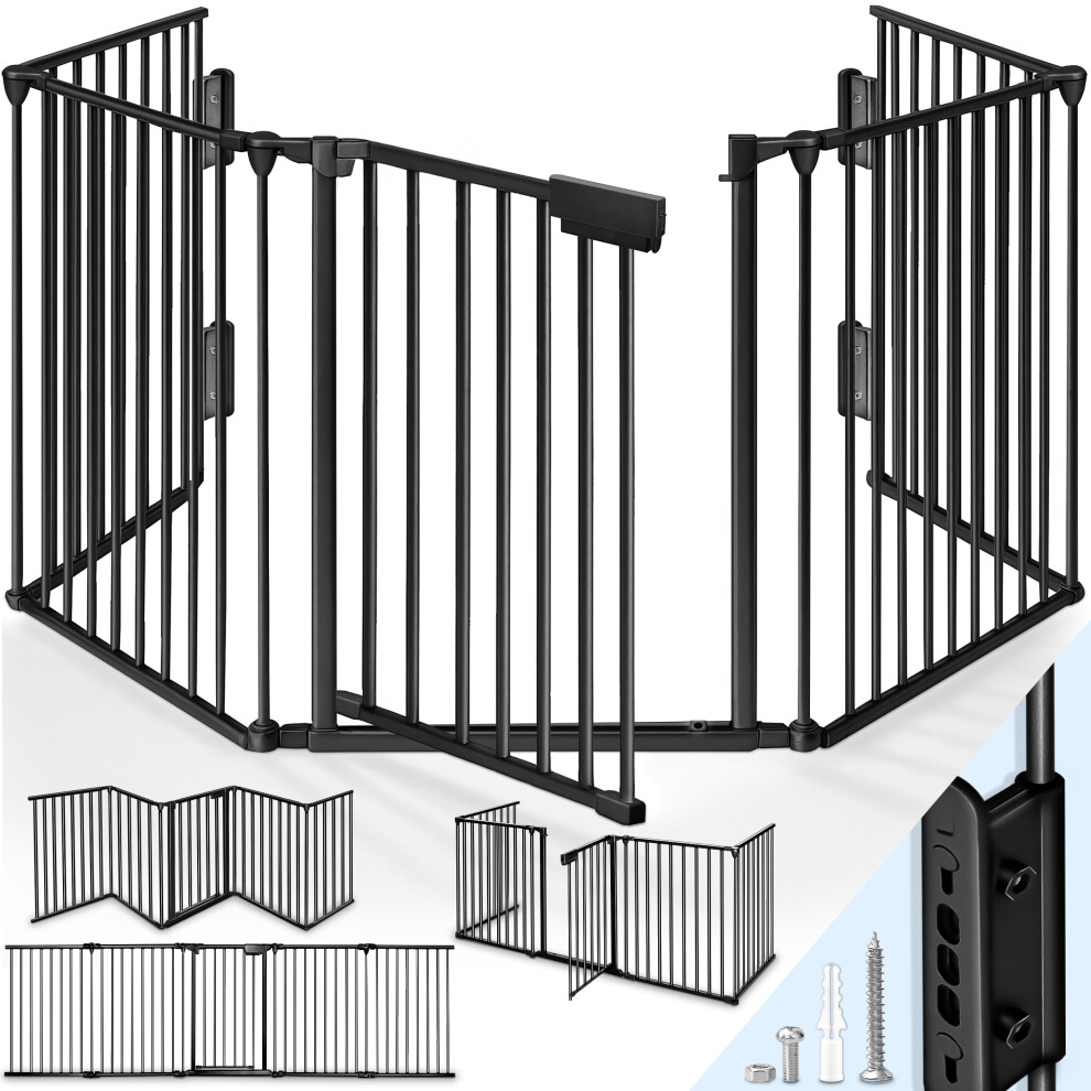Kiduku Kiduku? Safety Barrier 305 Cm | Baby Safety Playpen - With Automatically Close Door | Hearth Gate - Pre-Assembled | Fireplace Screen & Fence | Room