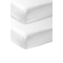 Meyco 564200 Jersey Fitted Sheet, Pack of 2, 60 x 120 cm (Cot, White