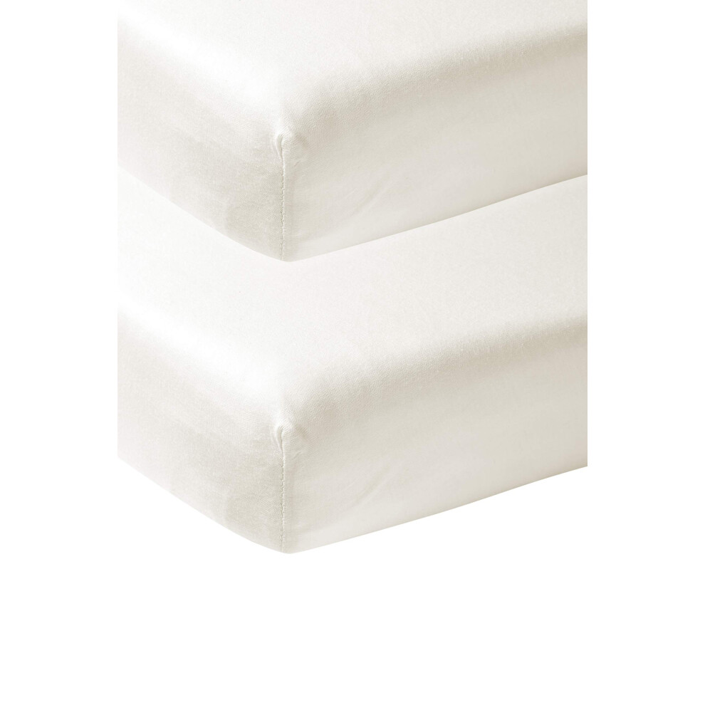 Meyco 565201 2-Pack Fitted Sheet, Junior Bed, Offwhite