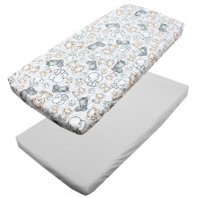 TupTam baby fitted sheet children fitted sheet for baby bed cot pack of 2, Safari/Gray, 70 x 140 cm