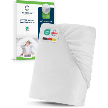 Sensalou Waterproof Fitted Sheet 60x120 cm ? Soft Toddler Mattress Protector for Cot or Baby Bed ? Washable At 95 ?C, Breathable, Quiet, Anti-Allergic
