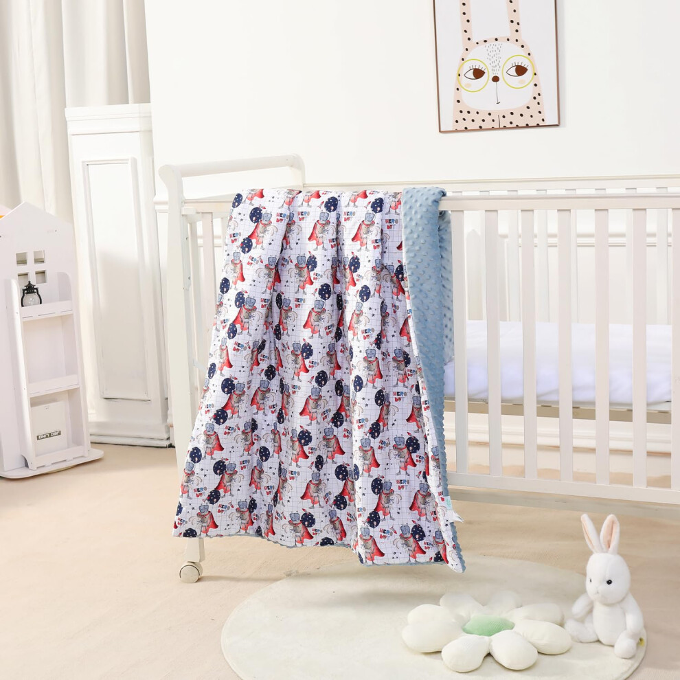 Superbe Bebe Baby And Toddler Blanket In Cotton And Soft Minky Oeko Tex - 75X100 Cm - Thick Cot Blanket Polyester Filling - Comfort - Baby Swaddle, Comforter, Nap,