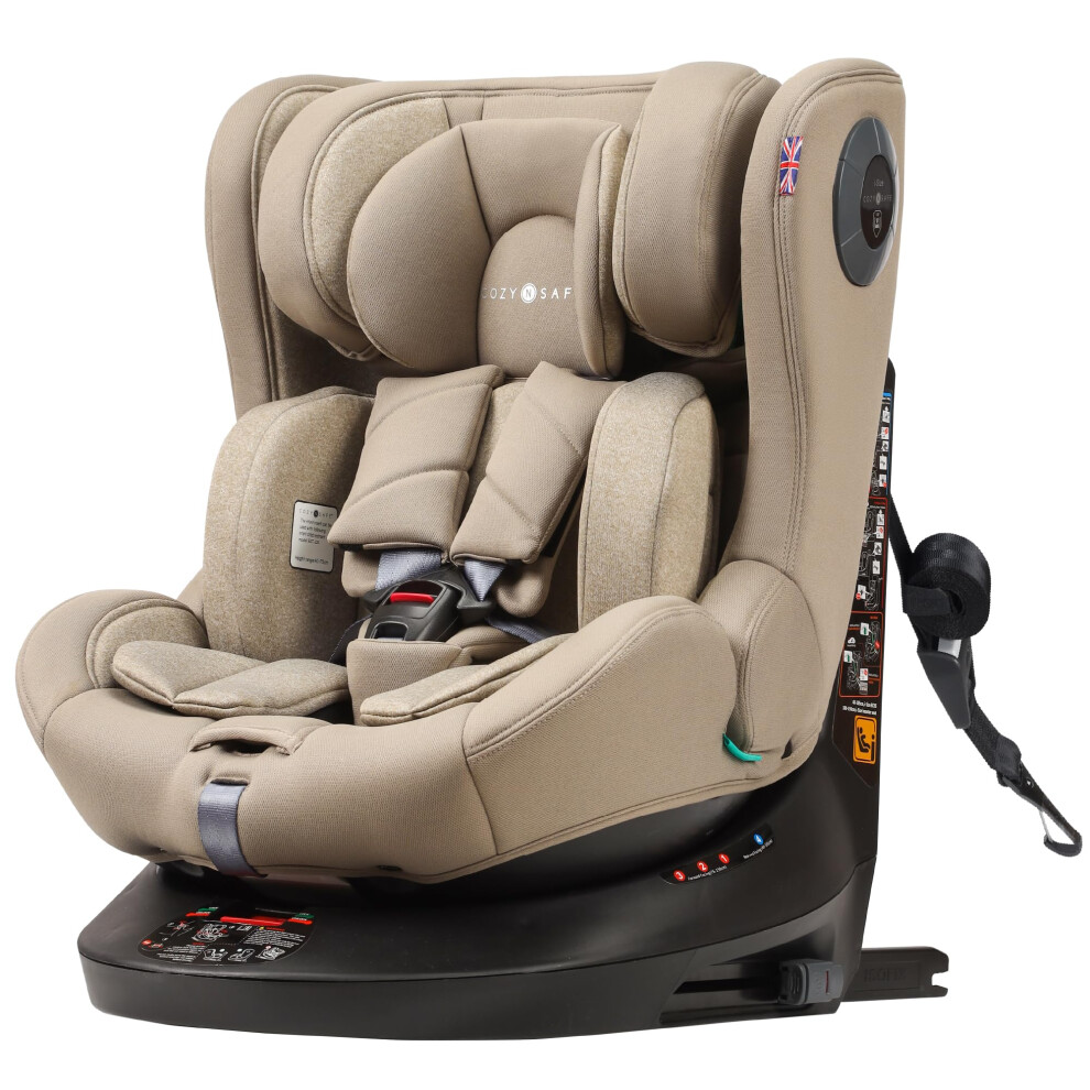 Cozy N Safe Comet+ I-Size 360 Rotation Child Car Seat Up To 150Cm With Isofix And Top Tether, Deep Padding, Side Impact Protection (Ecru)