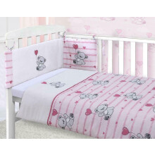 Pink Hearts Teddy Bear Girls Cot Bed Baby Bale Bedding Set Cot 100% Cotton Cot Quilt and Fitted Sheet