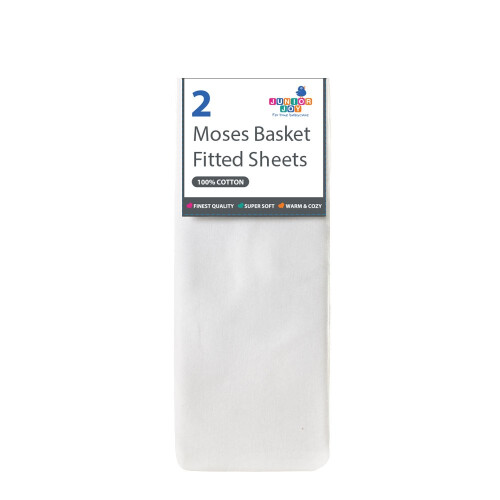 Moses Fitted Sheets (2 Pieces in a Pack, White) - 6297
