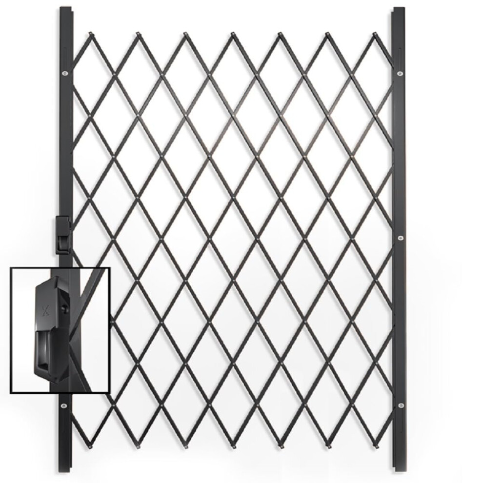 Single Xpanda Security Gate, 2000Mm (79") High, Flexible Expanding Saftidor, Folding Trellis Barrier, Scissor Barricade Or Home Security Door, Black