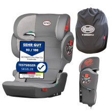 HEYNER Foldable Child Seat with Isofix, Car Seat for Children from 100-150 cm, 14-Way Adjustable Headrest, Grey