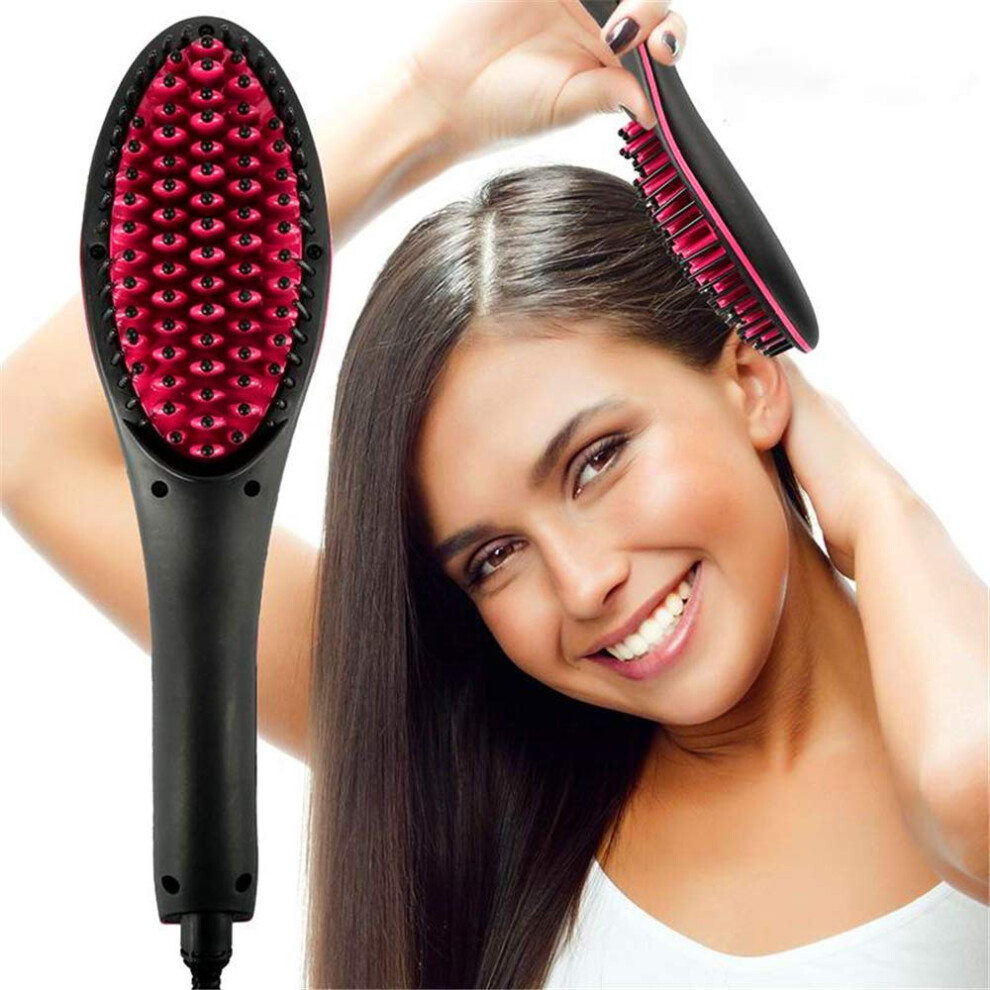 Hair Straightener Brush with Fast Heating Technology, Smooth Ceramic Surface, 2 in 1 Design for Travel