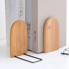 2 Pcs Natural Bamboo Bookends Heavy Duty Anti Slip Large Capacity for Home Office Library Study