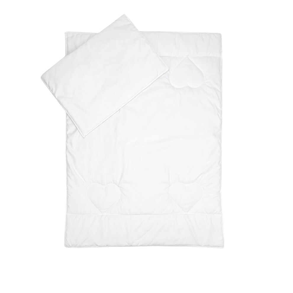 Quilted Duvet & Flat Pillow Baby Newborn Filling Set For Crib Or Pram All Seasonal Baby Comfort