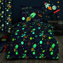 Velosso Childrens Space Galaxy Stars Glow in the Dark Bedding Set (Single Bed)