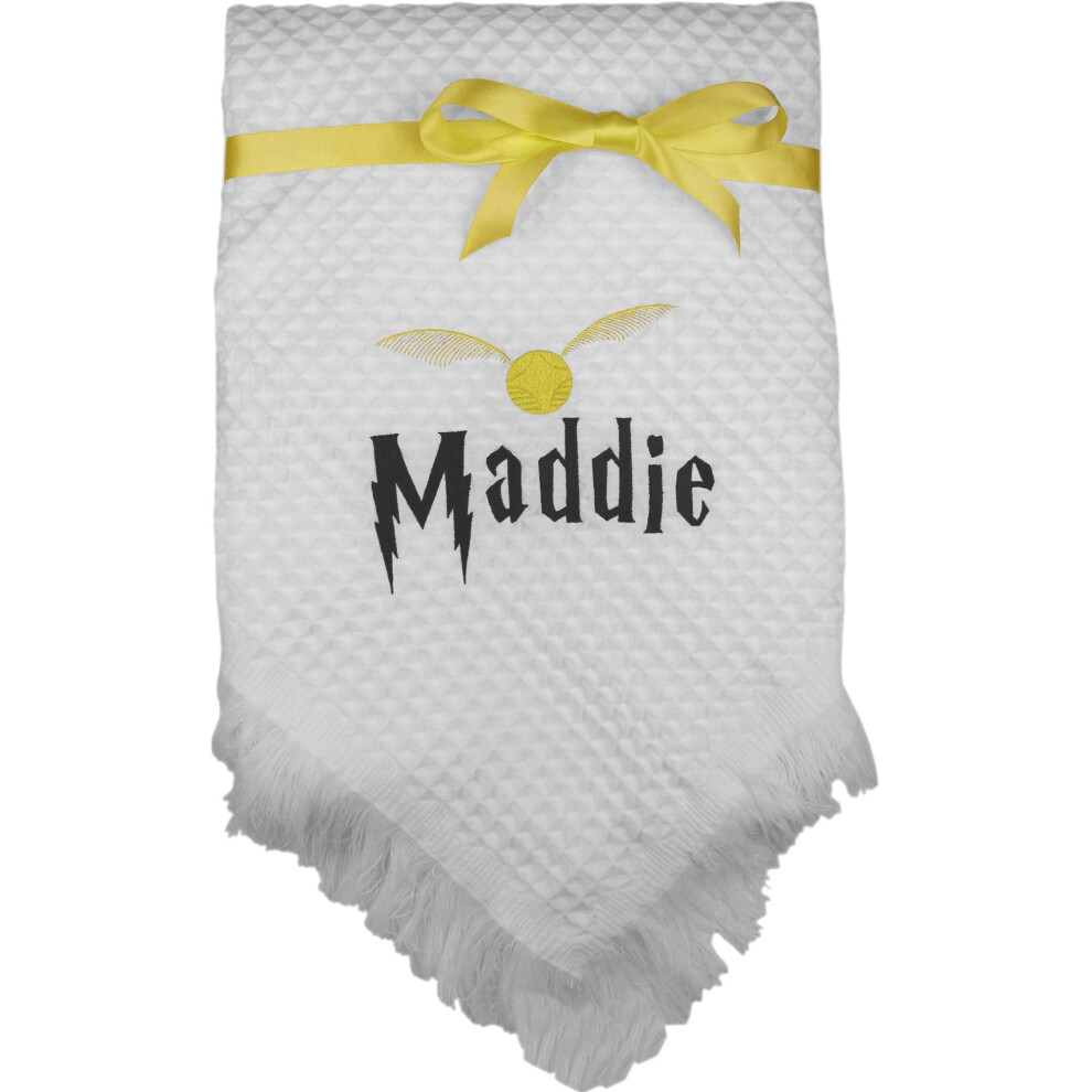 Personalised Magical Wizard Shawl Blanket With Name Embroidery ( & Black) Yellow/Black Teddyts
