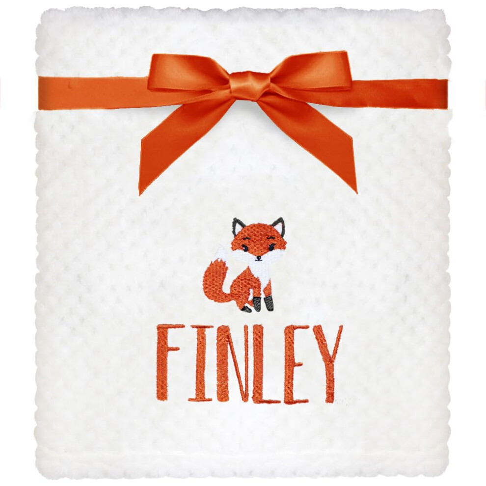 Personalised Baby Waffle Blanket With Embroidered British Forest Animals (Forest Fox) Teddyt's