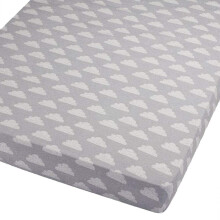 For Your Little One Crib Jersey Fitted Sheets 100% Cotton 40x90cm - Fits All Models - Pack Of 4 - Clouds