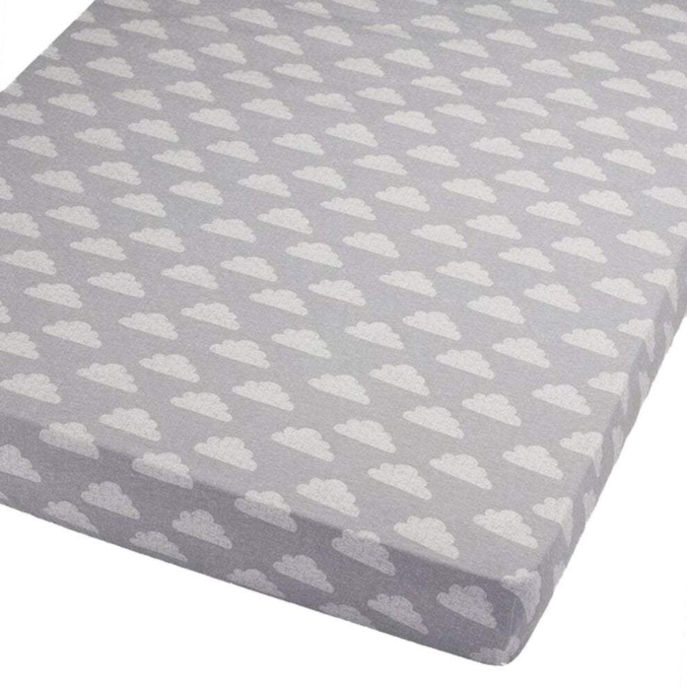 For Your Little One Cot Fitted Sheet 100% Cotton 120X60cm - Pack Of 4 - Clouds