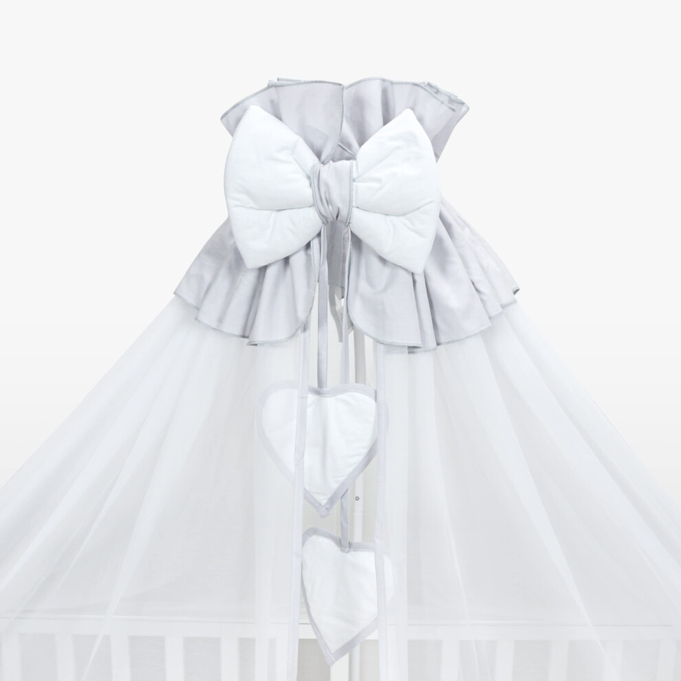 Baby Crown Canopy/Drape/Mosquito Net Large 485 Cm Only For Cot Or Cot Bed - Hearts (Grey) Grey Baby Comfort