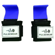 Weight Lifting Hooks with Gym Wrist Straps, HeavyDuty Steel, Neoprene Padding, Adjustable, Blue