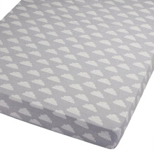 Cot Bed Jersey Fitted Sheets Compatible With Cuddleco Mattress 140x70cm - Pack Of 2 - Clouds