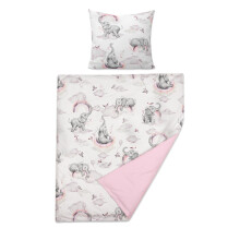 Baby Comfort 2 Piece Duvet Cover & Pillowcase 80x70 cm Set for Crib, Cradle or Pram (Pink Elephants)