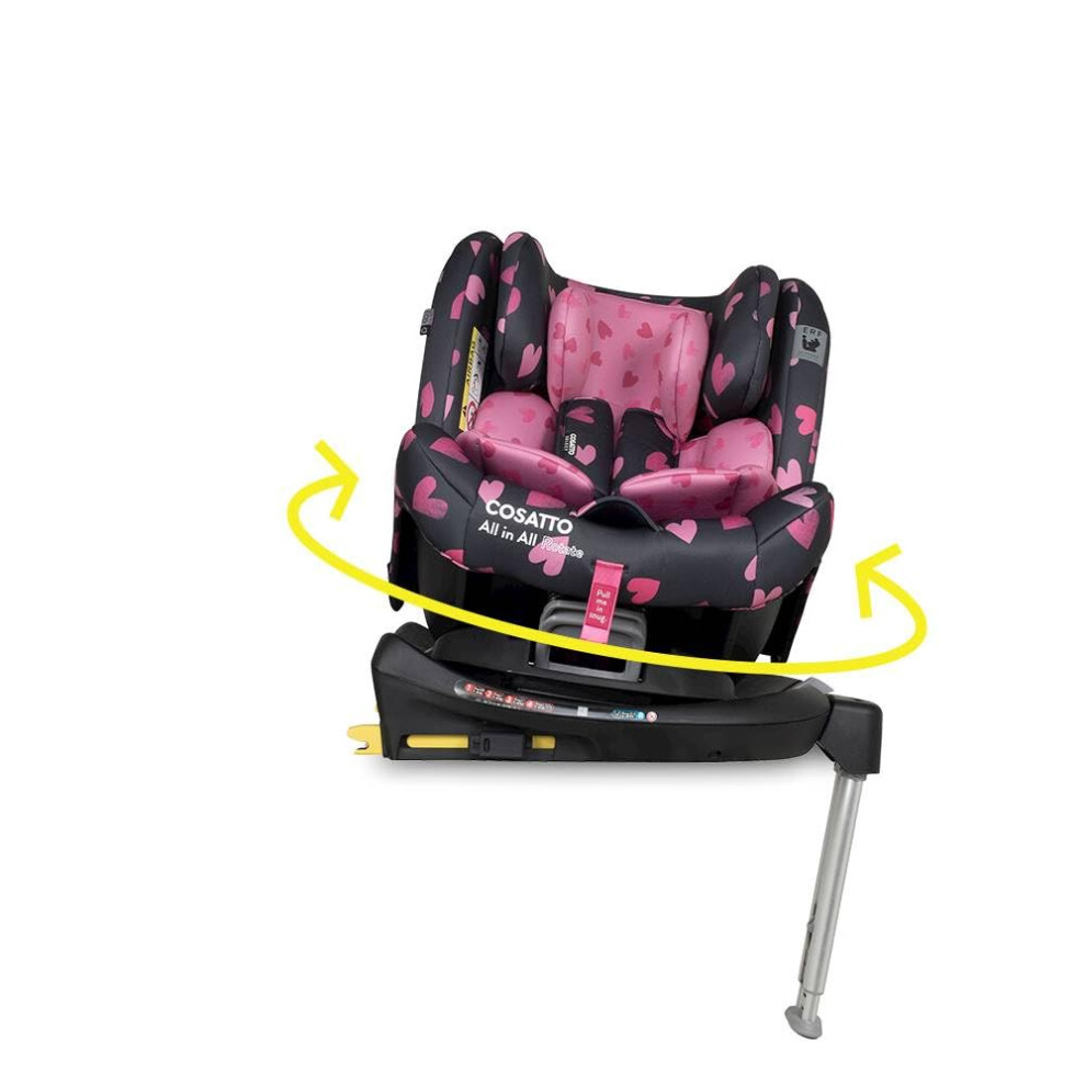 Cosatto All In All Rotate 360? Swivel Spin Car Seat - Group 0+123, 0-36 Kg, 0-12Years, Isofix, Erf, Anti-Escape (Charcoal Lighthearted)