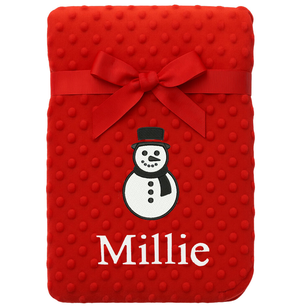 Personalised Baby Bobble Blanket ? Christmas Santa, Reindeer Or Snowman Design ? Custom Embroide With Any Name In Thread ? Baby?S First Red/White The Baby Box Uk