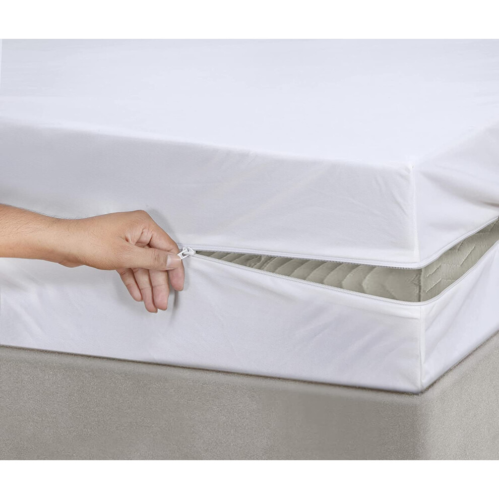 Super King Waterproof Bed Bug Mattress Protector Zipper Anti Allergy Hypoallergenic Encasement Cover Bacteria Dust Mites Protector Beddingcareuk