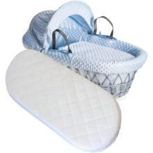 Pinkfairy? Moses Basket Mattresses Breathable Super Soft Thick Oval Shape Comfy Fitted Sheet Safe Night Sleep with Removable Quilt Cover, (73 x 30 x