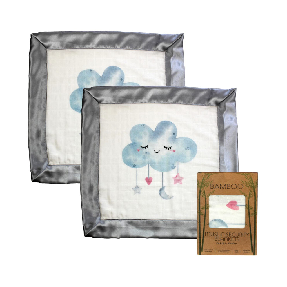 Immaculate Textiles Bamboo Baby Sensory Muslin Square/Comforter/Security Blanket - Pack Of 2-40X40cm - 70% Bamboo / 30% Cotton With Satin Edge : Baby