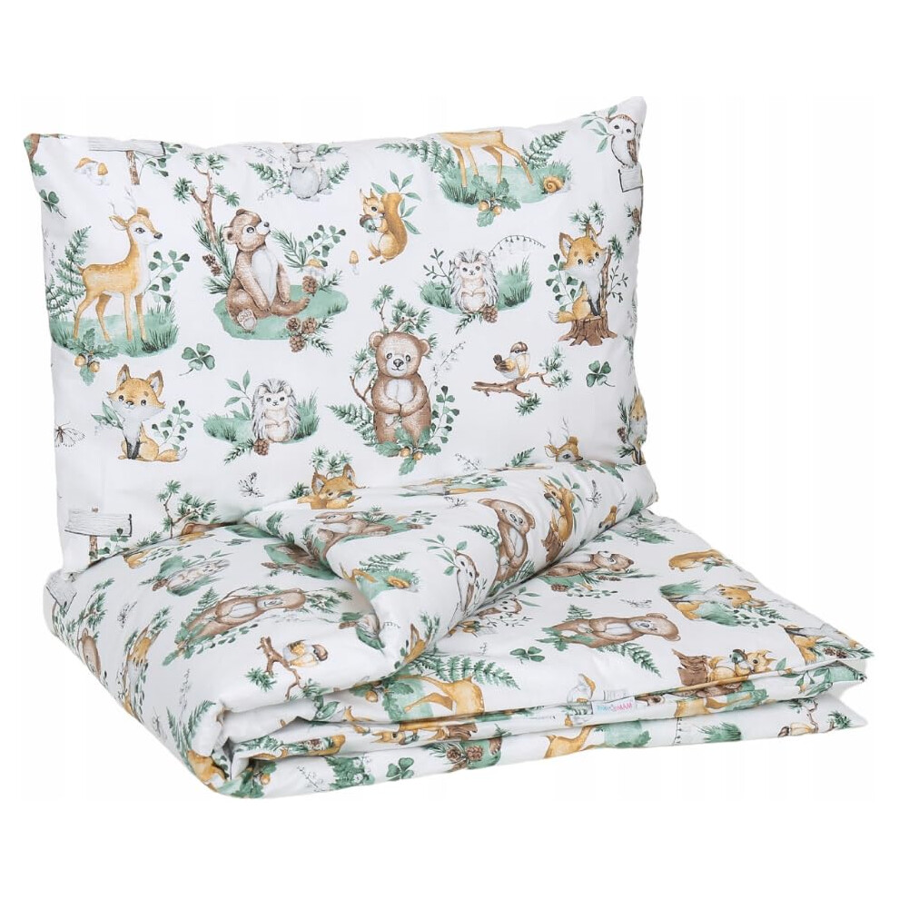 Babymam Baby Bedding Set 120X90 Pillowcase Duvet Cover 2Pc Fit Cot Animals In The Forest