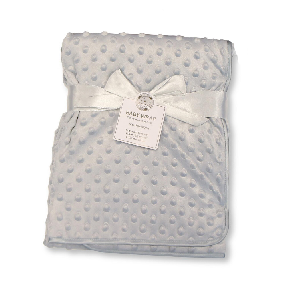 Baby Velour Bubble Wrap Blanket With Fleece Back And Satin Trim (Grey) Grey Snuggle Baby