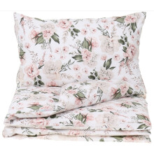 Babymam 100% Organic Cotton 2pc Bedding Set Duvet Cover Pillowcase Quilt (120x90cm fit Cot and Cotbed) Romantic Flowers