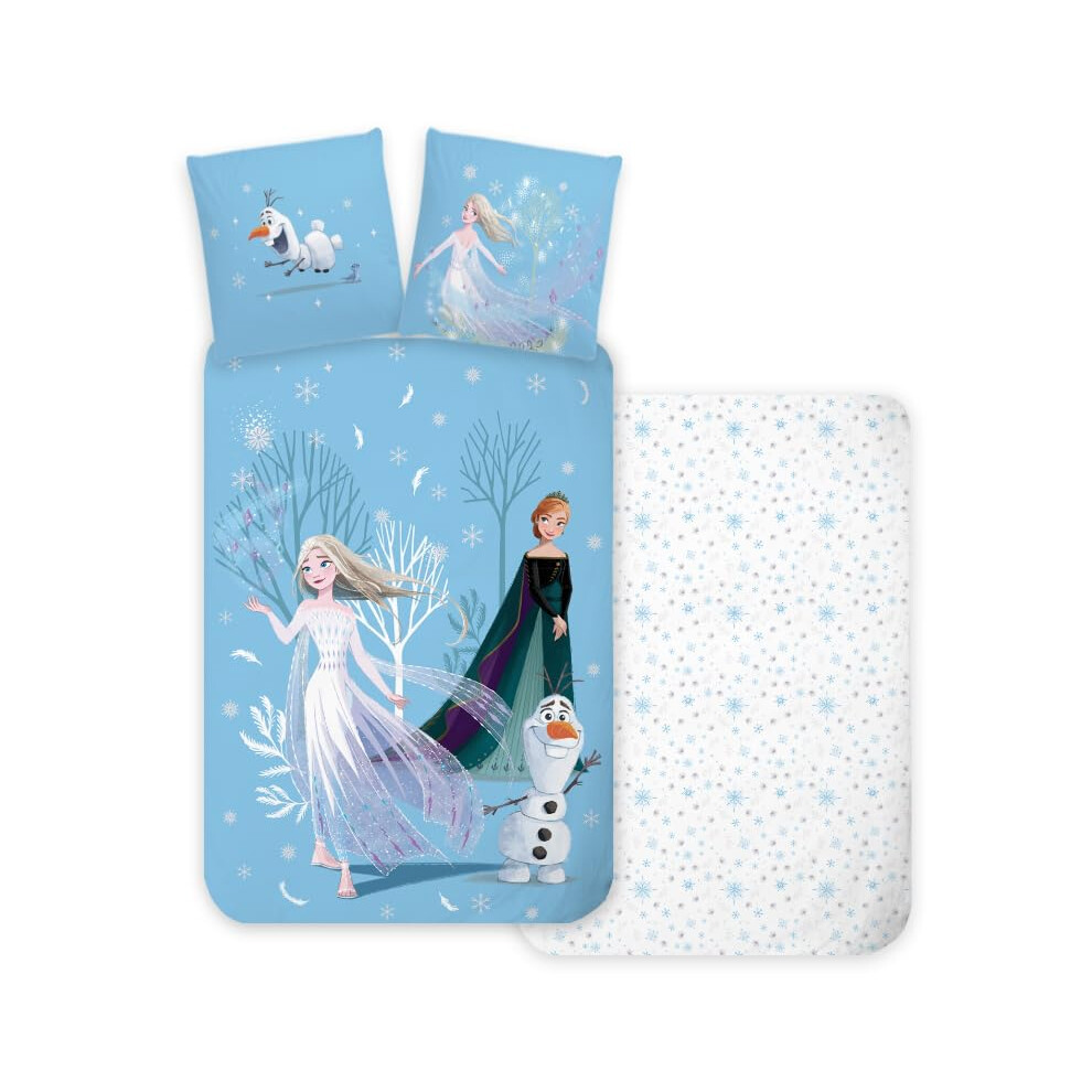 Disney Frozen Bedding Set, Reversible Duvet Cover 100 X 135 Cm + Pillowcase 40 X 60 Cm, 100% Cotton Brandmac
