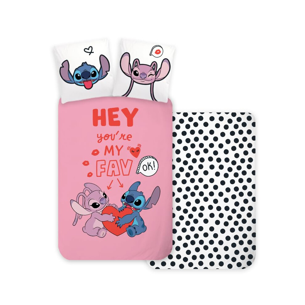 Stitch & Angel Bedding Set For Babies Or Small Bed, Duvet Cover 100 X 135 Cm + Pillowcase 40 X 60 Cm, 100% Cotton Brandmac
