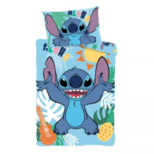 Disney Stitch 'Tropical Paradise' Cot Size Bedding Set | Duvet Cover 100x135 cm + Pillowcase 40x60 cm, 100% Cotton | Soft & Breathable Bedlinen Set