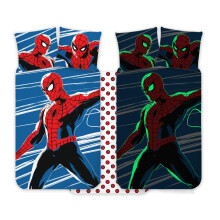 Spiderman Cot Bedlinen Set 100x135 cm + Pillowcase 40x60 cm, 100% Cotton | Glow-In-The-Dark Style Baby Bedding Set Perfect for Kids | Spiderman Soft