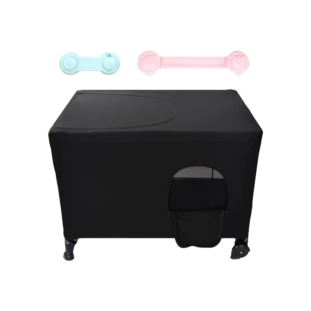 Premium Pack N Play Blackout Canopy Tent - Travel Accessories For Crib Cover - With 2 Baby Safety Locks Light Katai