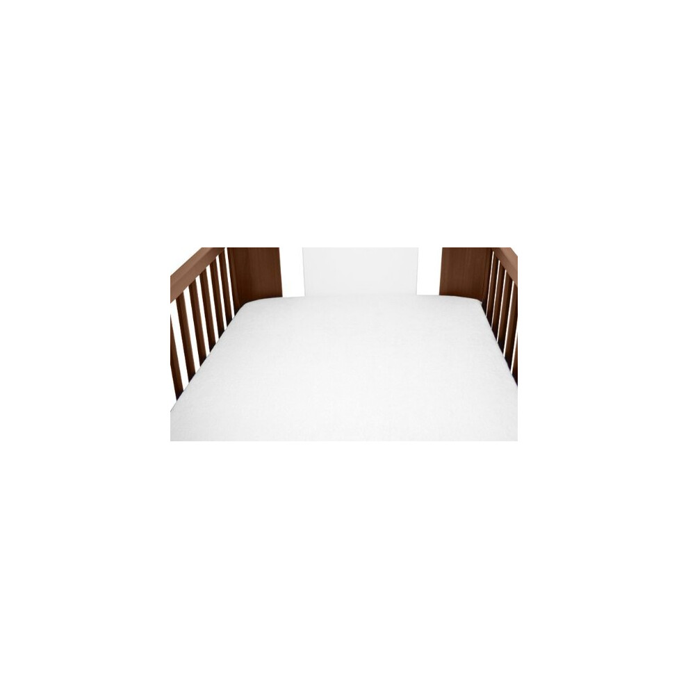 Terry Towelling Fitted Sheet 120X60 Nursery Baby Cot/Cotbed/Mattress/Frotte (White) White Babymam