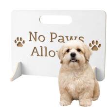 No Paws White Wooden Stopper Barrier ? Freestanding Dog Stopper for Stairs | Dog Barrier Gate | Portable Wooden Pet Stopper | Puppy Gate for Stairs