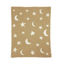Mamas & Papas Nursery Small Chenille Blanket - Mustard Moon/Star, 90x70cm