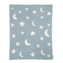 Mamas & Papas Nursery Small Chenille Blanket - Blue Moon/Star, 90x70cm