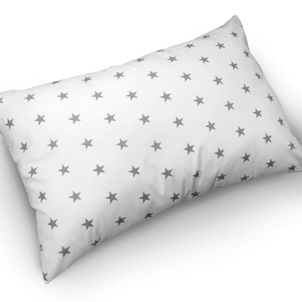 Baby Pillow Cushion Kids 60X40cm Back Support Decorative (Pillow Case Only, Small Stars On White) Grey/White Babymam