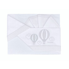 Complete 3-piece embroidered cot bed sheet + bottom with elastic bands and pillowcase. Suitable for MAXI, NEXT TO ME, side bed