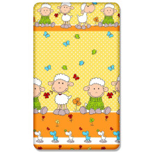 100% COTTON FITTED SHEET WITH PRINTED DESIGN FOR BABY CRIB 90x40CM (Sheep yellow)