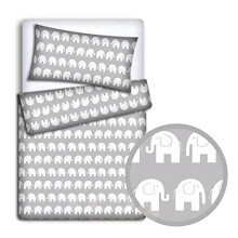 Baby Bedding Set Pillowcase + Duvet Cover 2PC to FIT Baby COT (Elephants Grey)