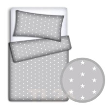 BABY BEDDING SET 120x90cm PILLOW DUVET 4PC FIT COT Small White Stars On Grey