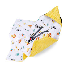 Wrap blanket Baby 90x90 cm - footmuff for car seat or stroller Cozy swaddle blanket for newborns with fastening Warm and soft Oeko-Tex Safari toffee