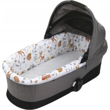 BABY MAM Carrycot Liner/Cover for Pram ? Double-Sided Reversible Insert, Deer and Friends & Dots Grey